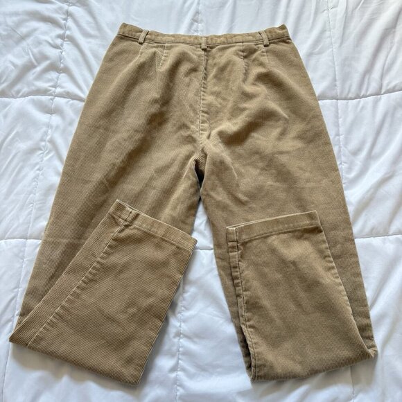 Lands End Womens Size 10P Corduroy Pants Tan Beige High Waist Pockets Belt Loops - Picture 9 of 10